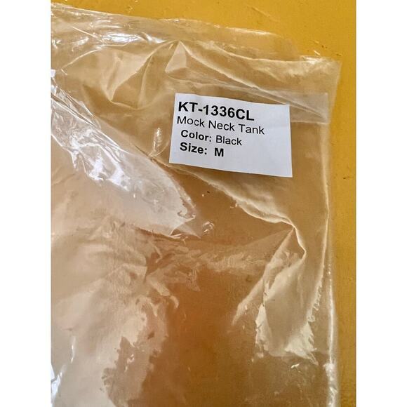 Krisa Revolve Black Mock Neck Sleeveless Top with V Lace Detail Size Medium NWT - Picture 7 of 8